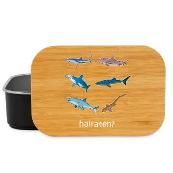 heiraten, hairaten, Hochzeit, Hai, Haie, Haifisch - Lunch Box - Schwarz - Vorne