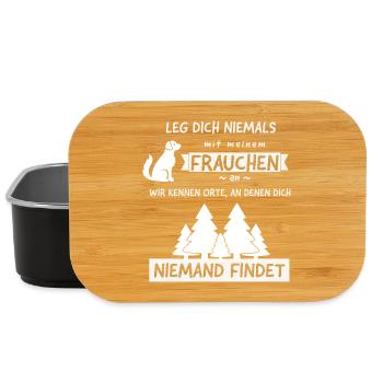 Leg dich nie mit Frauchen an Spruch Lustig - Lunch Box - Schwarz - Vorne