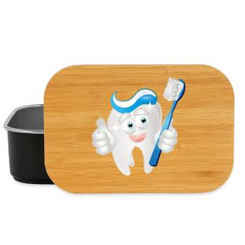Dent blanche rayonnante avec du dentifrice en bande dessinée - Boîte à goûter - noir - Devant