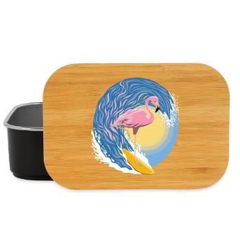 Flamingo-Surfer - Lunch Box - Schwarz - Vorne