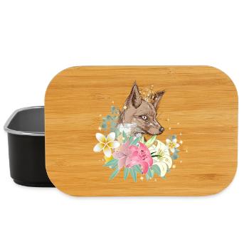Renard avec une couronne d’or et de magnifiques lys - Boîte à goûter - noir - Devant