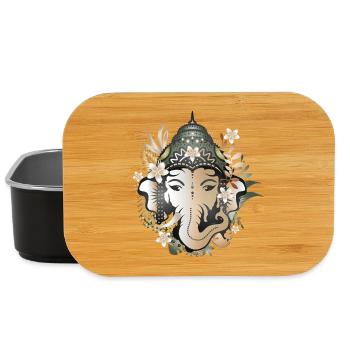 Le dieu éléphant Ganesha décoré de fleurs - Boîte à goûter - noir - Devant