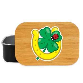 Lucky charm with cloverleaf horseshoe & ladybug - Lunch Box - black - Front