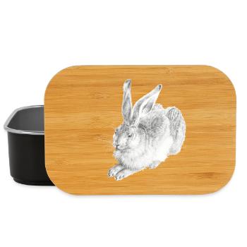 WHITE RABBIT | Snow Hare after Albrecht Dürer - Lunch Box - black - Front