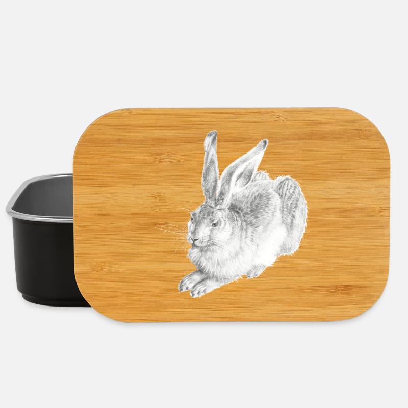WHITE RABBIT | Schneehase nach Albrecht Dürer - Lunch Box - Schwarz