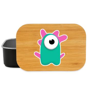 Niedlicher türkisfarbener Zyklop | Lustiges pinkes Monster - Lunch Box - Schwarz - Vorne