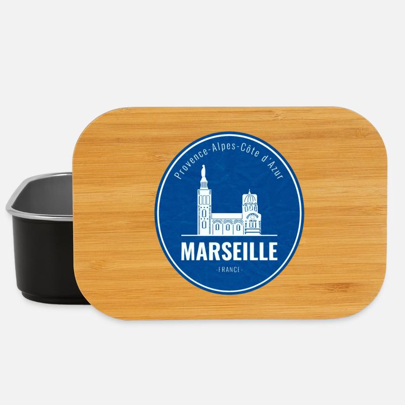 Logo de la ville bleue de Marseille - Boîte à goûter - noir