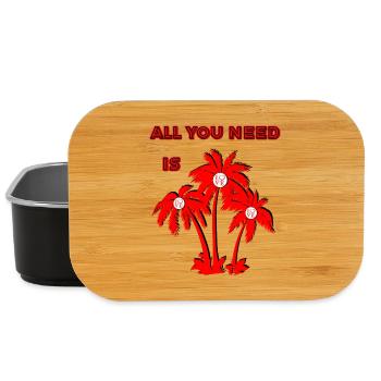 Vivid Valentine's Day Palm Tree Illustration - Lunch Box - black - Front