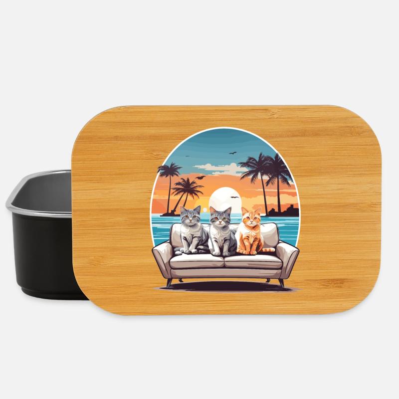 Katzen am Meer - Lunch Box - Schwarz