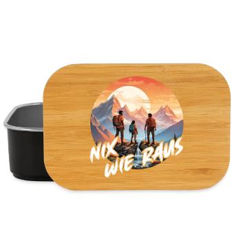 Nix wie raus Familie steht auf dem Berggipfel - Lunch Box - Schwarz - Vorne