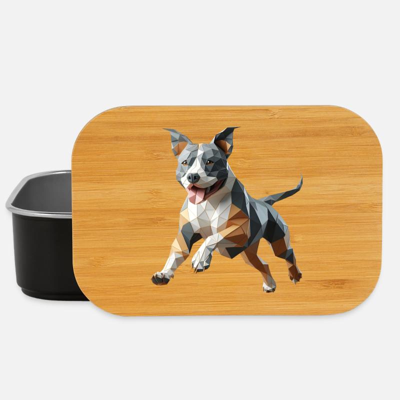 Staffy origami 3d geometric dog - Lunch Box - black