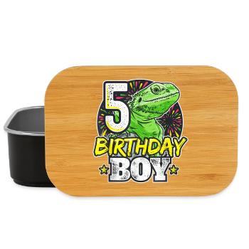 Dino Junge zum 5. Geburtstag - Lunch Box - Schwarz - Vorne