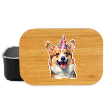 Corgi Party Hat Birthday - Lunch Box - black - Front