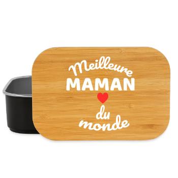 Heart Mom of the World in White Script - Lunch Box - black - Front