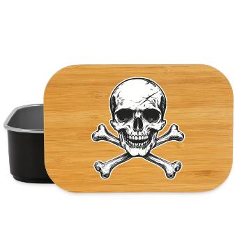 Skull and bone cross - Lunch Box - black - Front