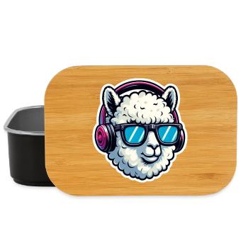 Alpaka mit Sonnenbrille und Kopfhörern - Lunch Box - Schwarz - Vorne