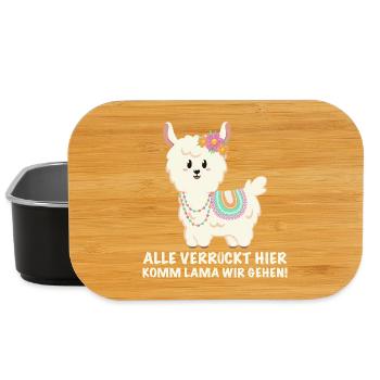 Alle verrückt hier, komm Lama wir gehen - Lunch Box - Schwarz - Vorne