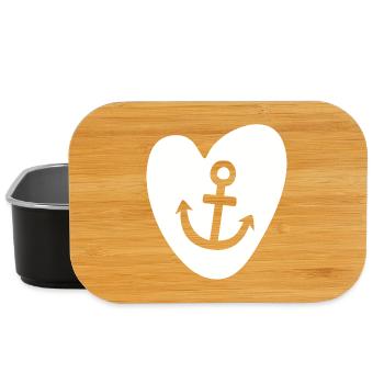 Coeur Ancre Hambourg Amour Bande Dessinée Marin Maritime - Boîte à goûter - noir - Devant