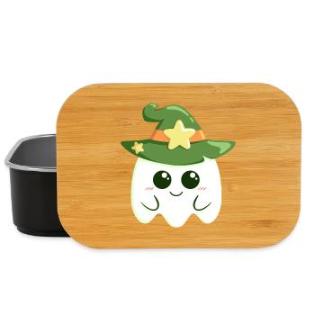 Cute ghost for Halloween dressed as a witch - Lunch Box - black - Front