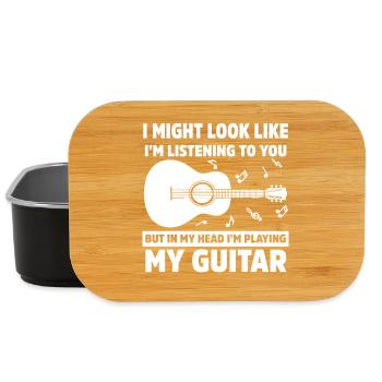 J’ai peut-être l’air de t’écouter jeu de mots sur la guitare - Boîte à goûter - noir - Devant