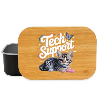 Funny Tech Support Cute Cat Ironic IT - Lunch Box - black - Front