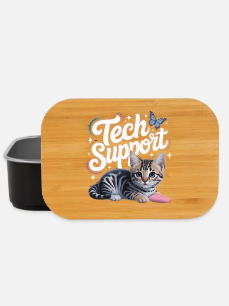 Funny Tech Support Cute Cat Ironic IT - Lunch Box - Schwarz