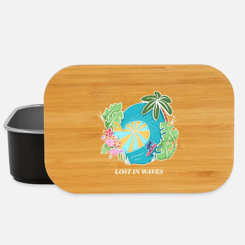 Lost in Waves – Tropical Surf Vibes Design - Lunch Box - black