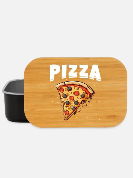 Pizzastück mit Schwarz und roten Belegen - Lunch Box - Schwarz