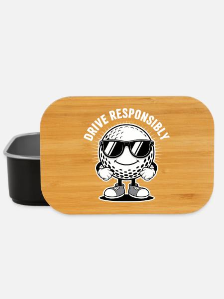 Cool Golfball « Conduisez de manière responsable » - Logo sportif - Boîte à goûter - noir
