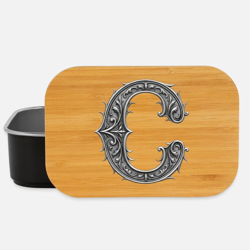 der Buchstabe C Silber Metallic Ornament - Lunch Box - Schwarz