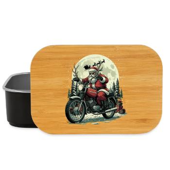 Funny Biker Santa Claus Motorcycle - Lunch Box - black - Front