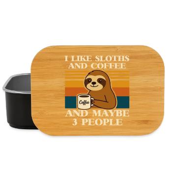 Faultier Kaffee Spruch Retro Humor Sloth Tier  - Lunch Box - Schwarz - Vorne