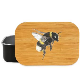 Watercolor Honeybee Accents - Lunch Box - black - Front