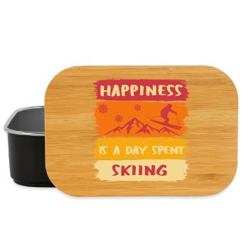 Le bonheur, c’est une journée passée Skier - Skier heureux - Boîte à goûter - noir - Devant