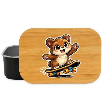 Kuschelbär Skateboard-Abenteuer - Lunch Box - Schwarz - Vorne