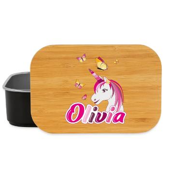 Olivia Unicorn with Butterflies - Lunch Box - black - Front