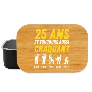 25 ans humour anniversaire vintage - Boîte à goûter - noir - Devant