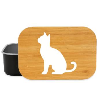 Silhouette de chat Cadeau Cadeau Amoureux des Chats - Boîte à goûter - noir - Devant
