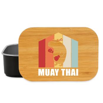 Muay thai kickboxer kickboxing Thai boxing - Lunch Box - black - Front