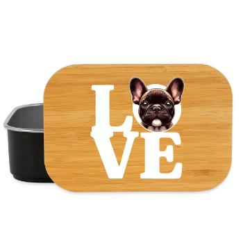 LIEBE Französischer Bulldoggen-Hund Hundeliebhaber Lustig - Lunch Box - Schwarz - Vorne