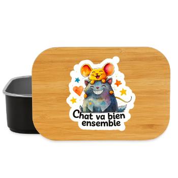 Chat et Souris Heureux Ensemble - Boîte à goûter - noir - Devant