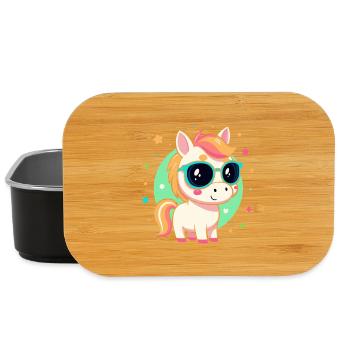 Regenbogenpony mit Brille - Lunch Box - Schwarz - Vorne