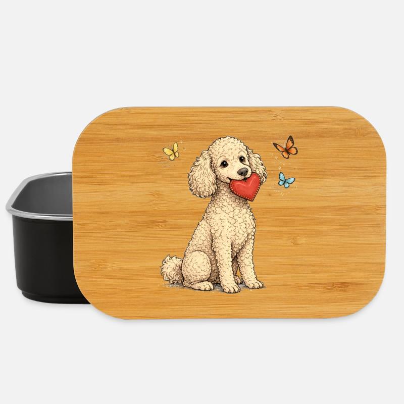 Poodle with heart and butterflies - Lunch Box - black