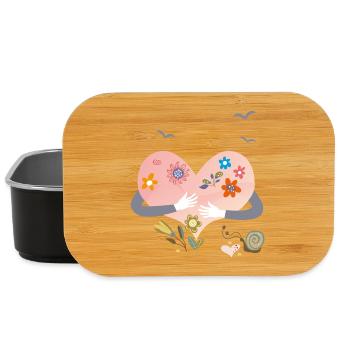 heart with flowers - Lunch Box - black - Front