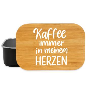 Kaffeeherz Design Kaffee immer im Herzen - Lunch Box - Schwarz - Vorne