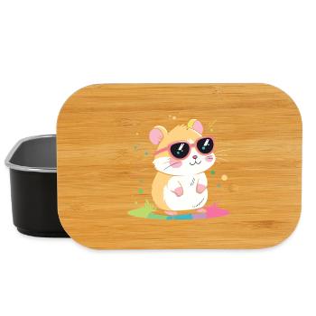 Hamster arcenciel lunettes roses - Boîte à goûter - noir - Devant