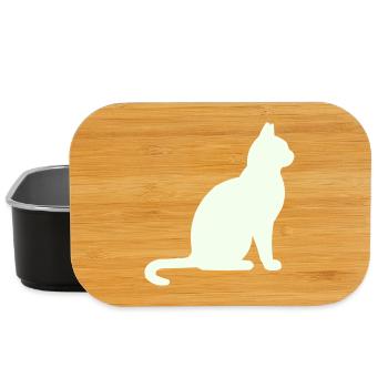 Moonlit Night Cat Silhouette - Lunch Box - black - Front