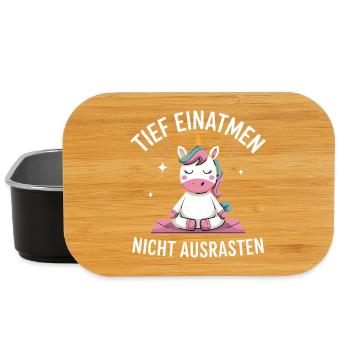  Tief Einatmen Nicht Ausrasten Einhorn Meditation - Lunch Box - Schwarz - Vorne