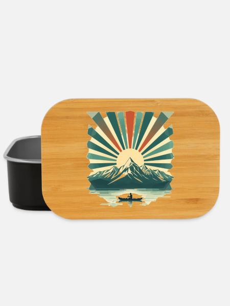 Sunrise over mountain lake - Lunch Box - black