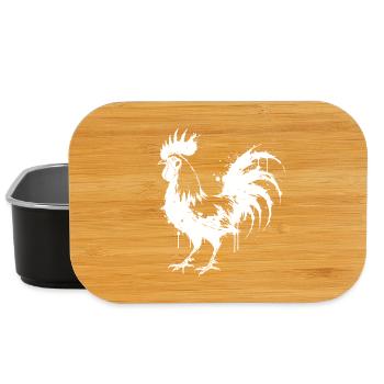 Abstract Rooster White Ink Splatter - Lunch Box - black - Front